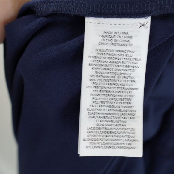 Lauren Ralph‎ Lauren Navy Blue Lace Trimmed Midi Dress Size 10 - Picture 7 of 10